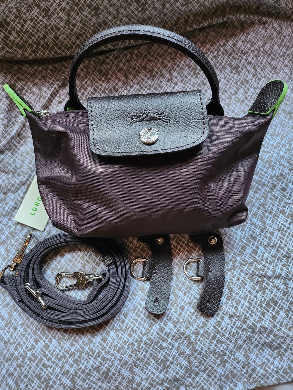 Longchamp Black Mocha Mini Bag with Removable Strap NWT - Picture 5 of 7
